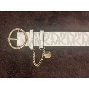 Michael Kors White Logo Chain-Accent Belt